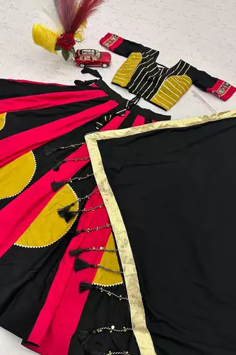Black Hand LatkanGamthi And Gota patti Work Cotton Lehenga Choli Set