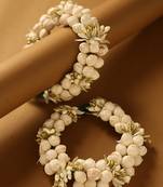 Traditional white jasmine mogra gajra hair accessory with gold touches