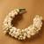 Traditional white jasmine mogra gajra hair accessory with gold touches