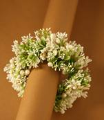Artificial white & greenery floral gajra with pearl accents