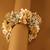 Royal antique gold & pearl bridal floral gajra hairpiece