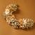 Royal antique gold & pearl bridal floral gajra hairpiece