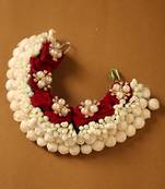 Velvet red rose & pearl kundan embellished bridal gajra wreath
