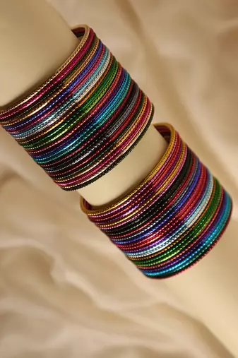 Multicolor metal bangle set for traditional & festive wear
