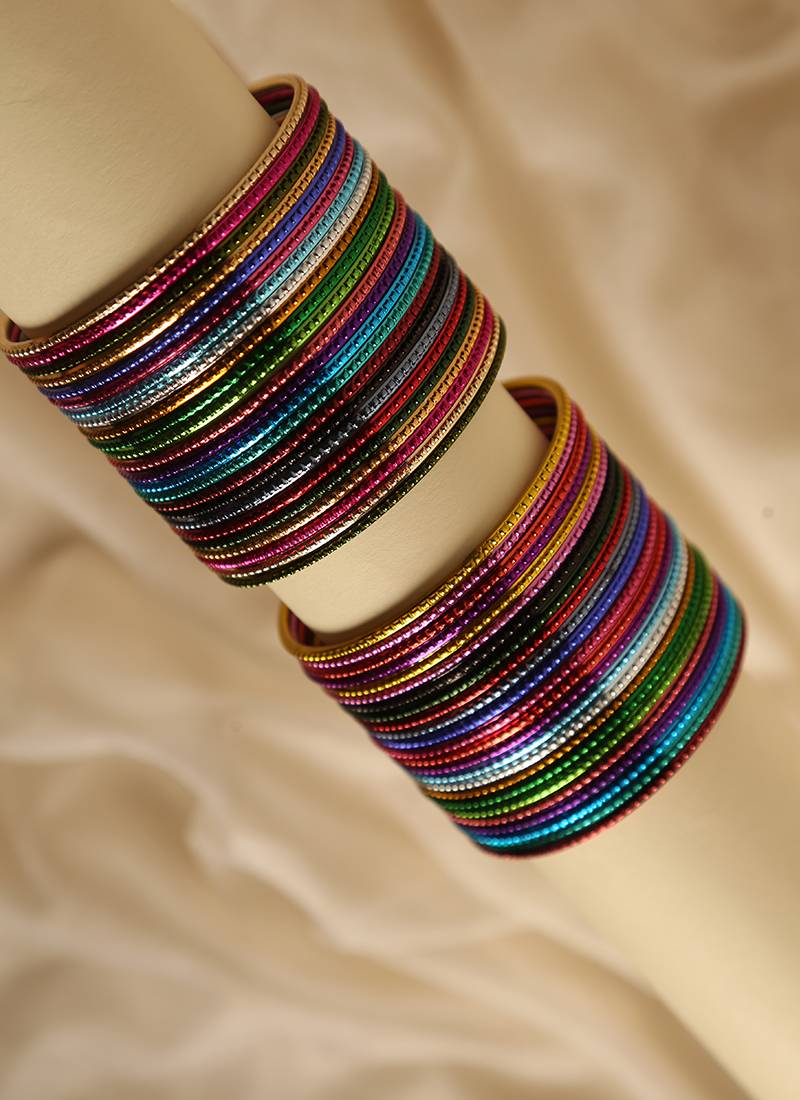 Multicolor metal bangle set for traditional & festive wear