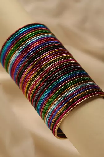 Multicolor metal bangle set for traditional & festive wear