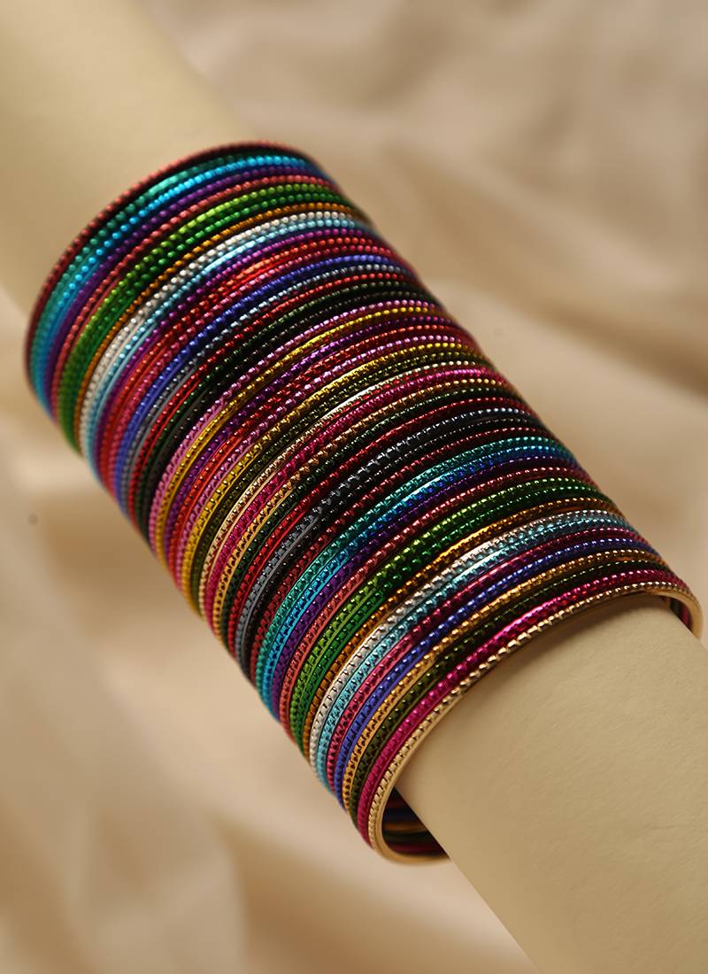Multicolor metal bangle set for traditional & festive wear