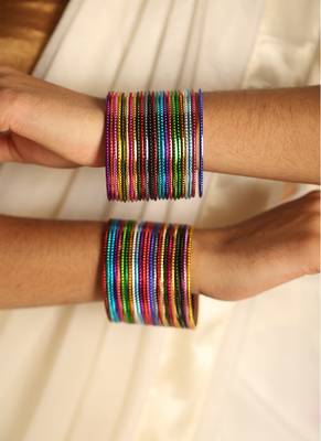 Multicolor metal bangle set for traditional & festive wear 4