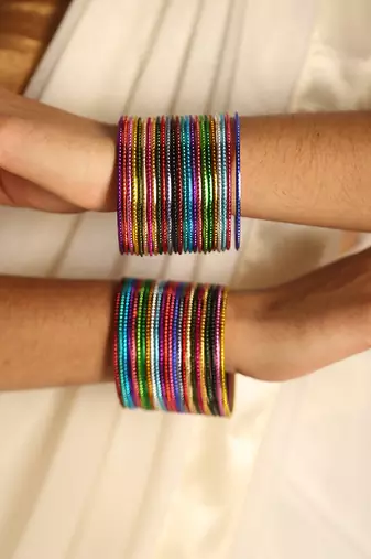 Multicolor metal bangle set for traditional & festive wear