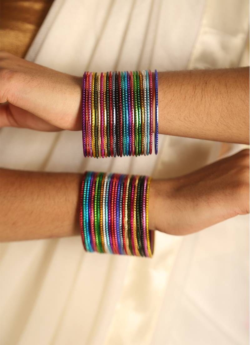 Multicolor metal bangle set for traditional & festive wear