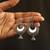 Oxidized silver crescent mirror work chandbali jhumka earrings