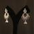 Oxidized silver crescent jhumka earrings with black bead accents
