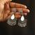 Oxidized silver teardrop mirror fan earrings with ghungroo drops