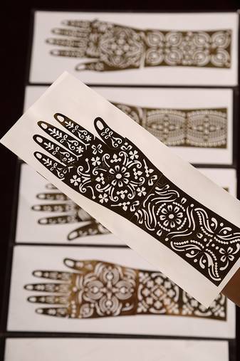 Reusable mehendi stencil sticker set for temporary henna tattoos