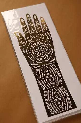 Reusable mehendi stencil sticker set for temporary henna tattoos