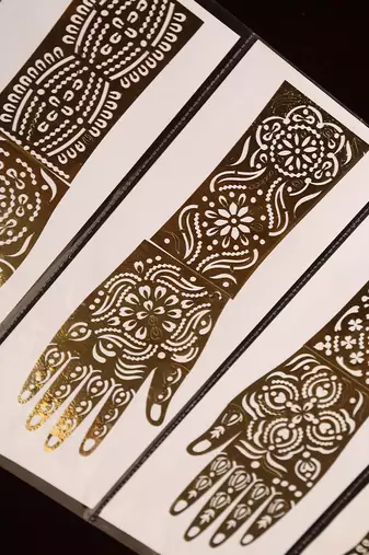 Reusable mehendi stencil sticker set for temporary henna tattoos
