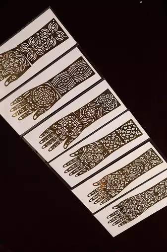 Reusable mehendi stencil sticker set for temporary henna tattoos