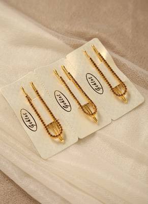 Sparkling rhinestone studded gold saree brooch pins-Set of 3 1