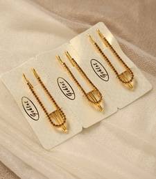 Sparkling rhinestone studded gold saree brooch pins-Set of 3
