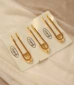 Sparkling rhinestone studded gold saree brooch pins-Set of 3
