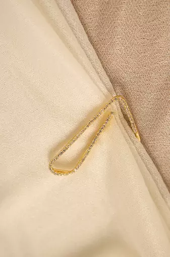 Modern geometric crystal saree clip brooch pin