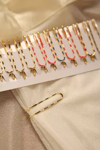 Enameled meenakari gold plated saree pin set-Set of 12