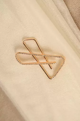 Modern geometric crystal saree clip brooch pin
