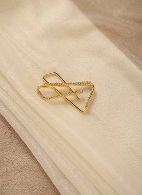 Small Modern Geometric Crystal Saree Brooch Pin Set of 3 – Gold, Silver & Rose Gold 4