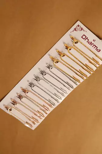 Assorted metallic saree safety set in gold silver & rose gold-Set of 12