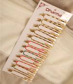 Enameled meenakari gold plated saree pin set-Set of 12