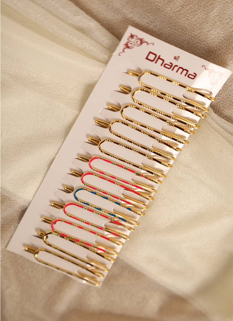 Enameled meenakari gold plated saree pin set-Set of 12