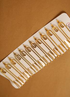 Classic textured gold plated u-shape saree pins-Set of 12 2