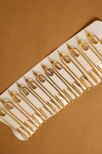 Classic textured gold plated u-shape saree pins-Set of 12