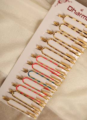 Enameled meenakari gold plated saree pin set-Set of 12 3