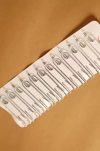 Premium silver plated textured saree pin set- Set of 12
