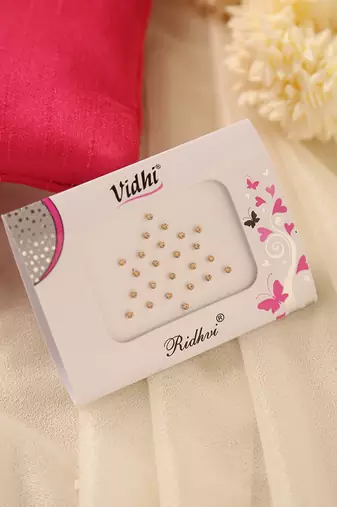 Shimmering gold stone bindi pack for festive & bridal makeup