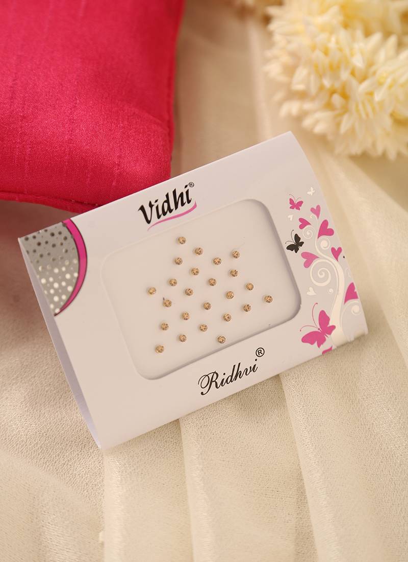 Shimmering gold stone bindi pack for festive & bridal makeup