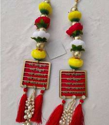 hanging sanskrit mantra design multicolor pearl tassel latkan home decor pack of 2