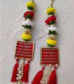 hanging sanskrit mantra design multicolor pearl tassel latkan home decor pack of 2
