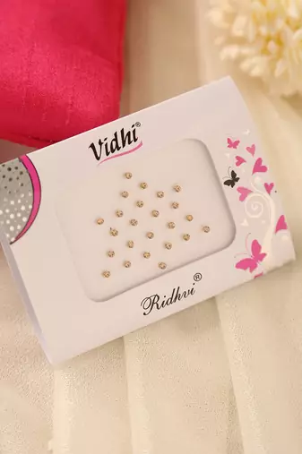 Shimmering gold stone bindi pack for festive & bridal makeup