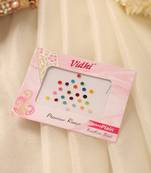 Multicolor velvet round bindi set for bridal & festive wear