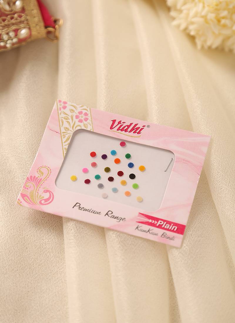 Multicolor velvet round bindi set for bridal & festive wear