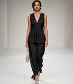 Black embroidered modal silk ethnic co ord set