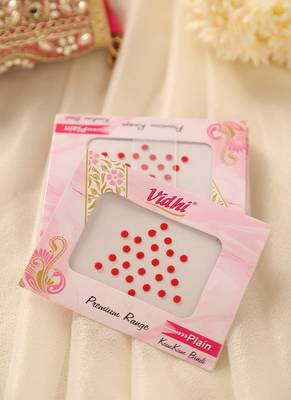 Classic red round kumkum bindi pack for traditional indian wear 1
