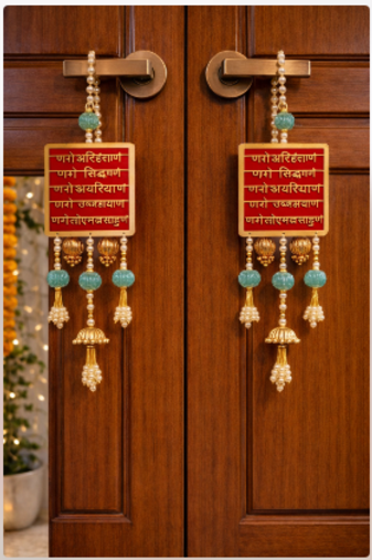 decorative mantra wall hanging with beads for vastu spiritual home decoration