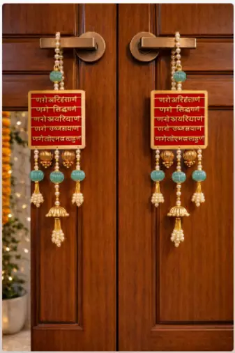 decorative mantra wall hanging with beads for vastu spiritual home decoration