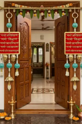 decorative mantra wall hanging with beads for vastu spiritual home decoration