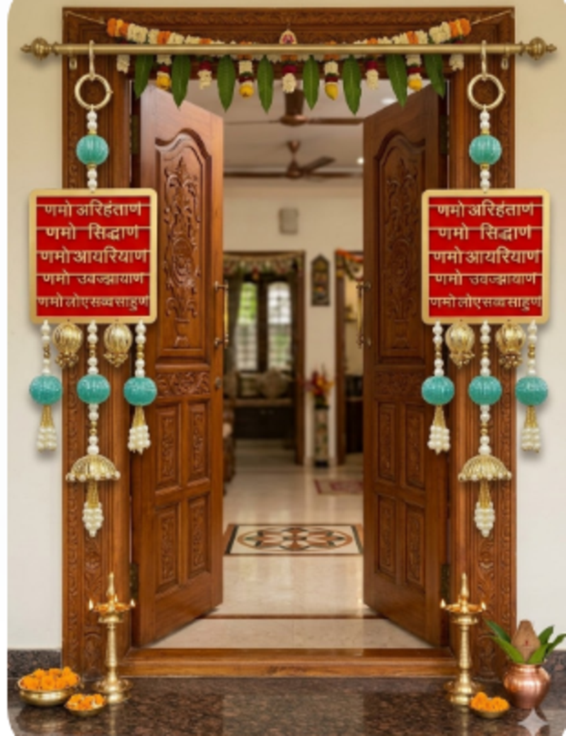 decorative mantra wall hanging with beads for vastu spiritual home decoration
