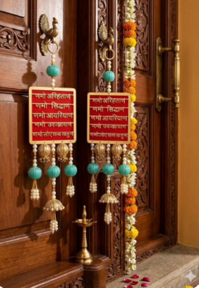 decorative mantra wall hanging with beads for vastu spiritual home decoration