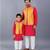 Pink embroidered cotton silk father son kurta combo set
